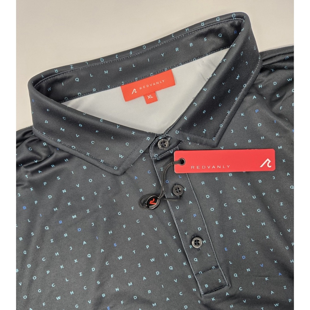Redvanly Shirt Mens XL‎ The Times Polo Black Golf PUREpoly 4 Way Stretch R2507